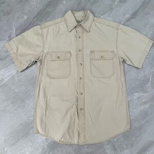 Men’s L.L. Bean Sunwashed Canvas Short Sleeve Button Down Cotton Shirt Small